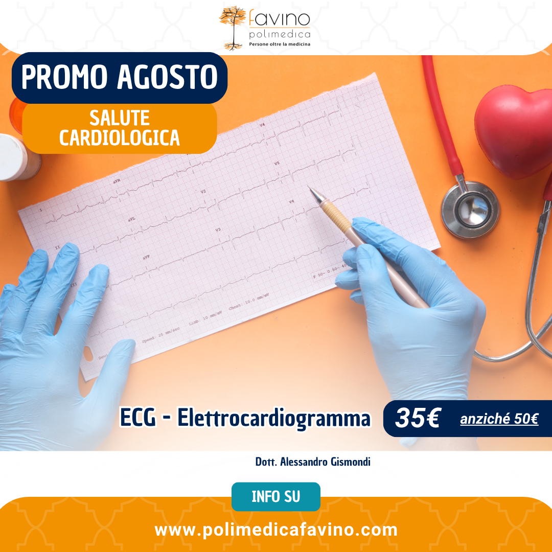 Promo agosto Polimedica Favino: elettrocardiogramma a 35 euro anziché 50 euro con il Dott. Alessandro Gismondi