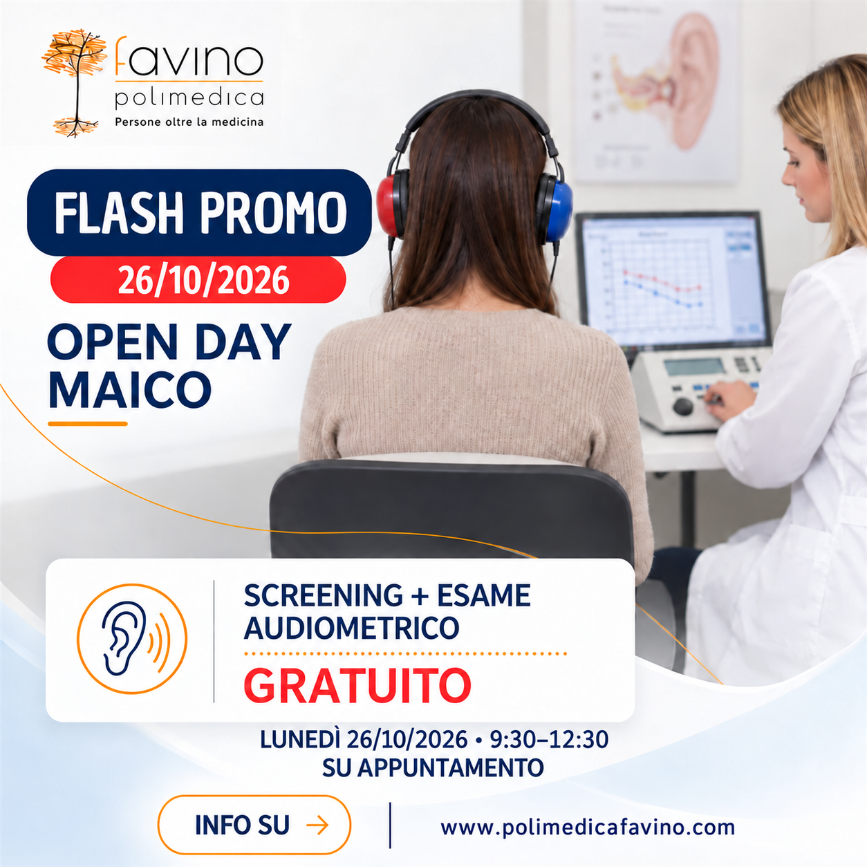 Open Day Maico Polimedica Favino, screening e esame audiometrico gratuito lunedì 26 ottobre