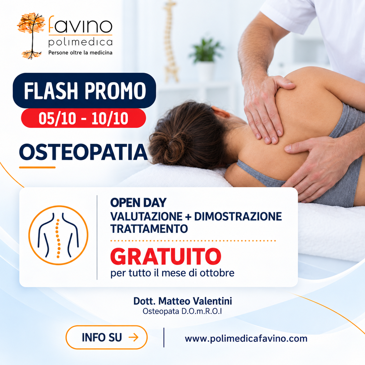 Flash Promo Osteopatia: Open Day gratuito dal 5 al 10 ottobre 2026